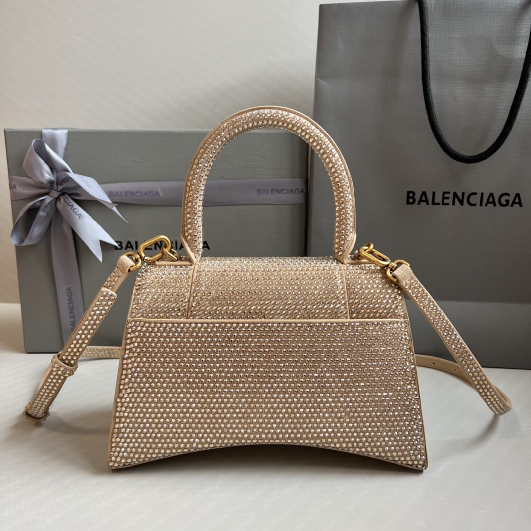 Bagsaaa Ba1en*iaga Hourglass In Nude Crystal - 23x10x24cm