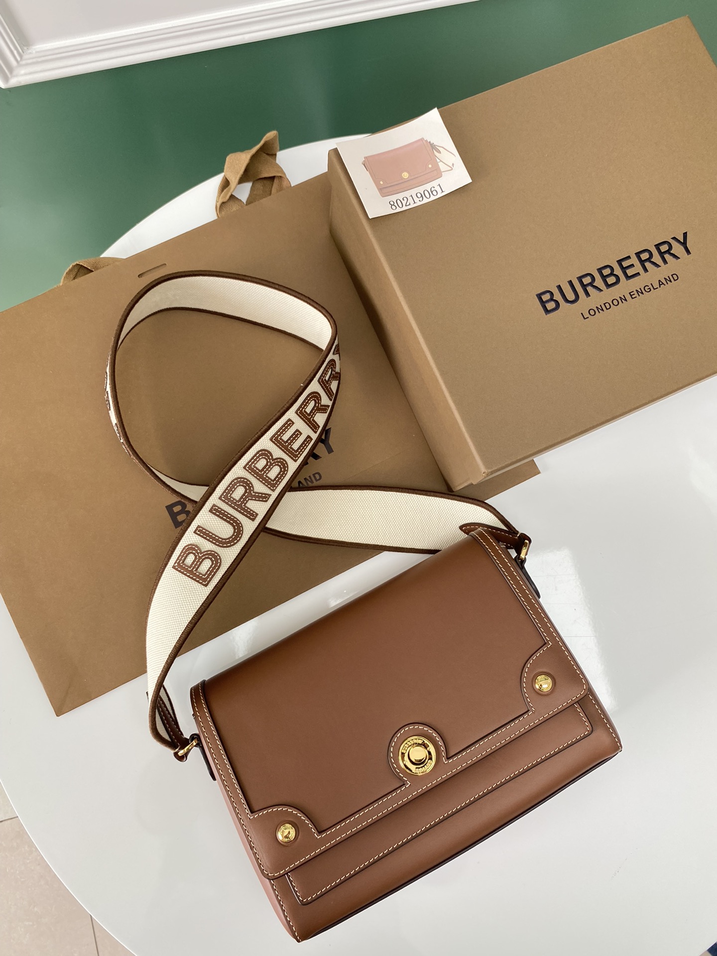 Bagsaaa Bv*b*rry Note Topstitched Crossbody Bag In Brown 