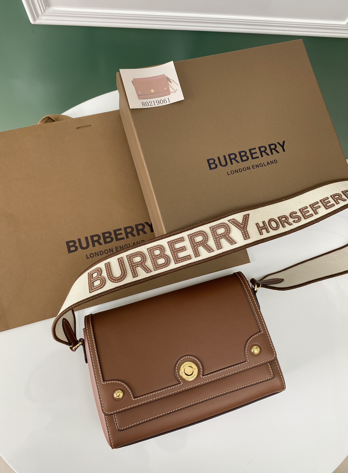 Bagsaaa Bv*b*rry Note Topstitched Crossbody Bag In Brown 
