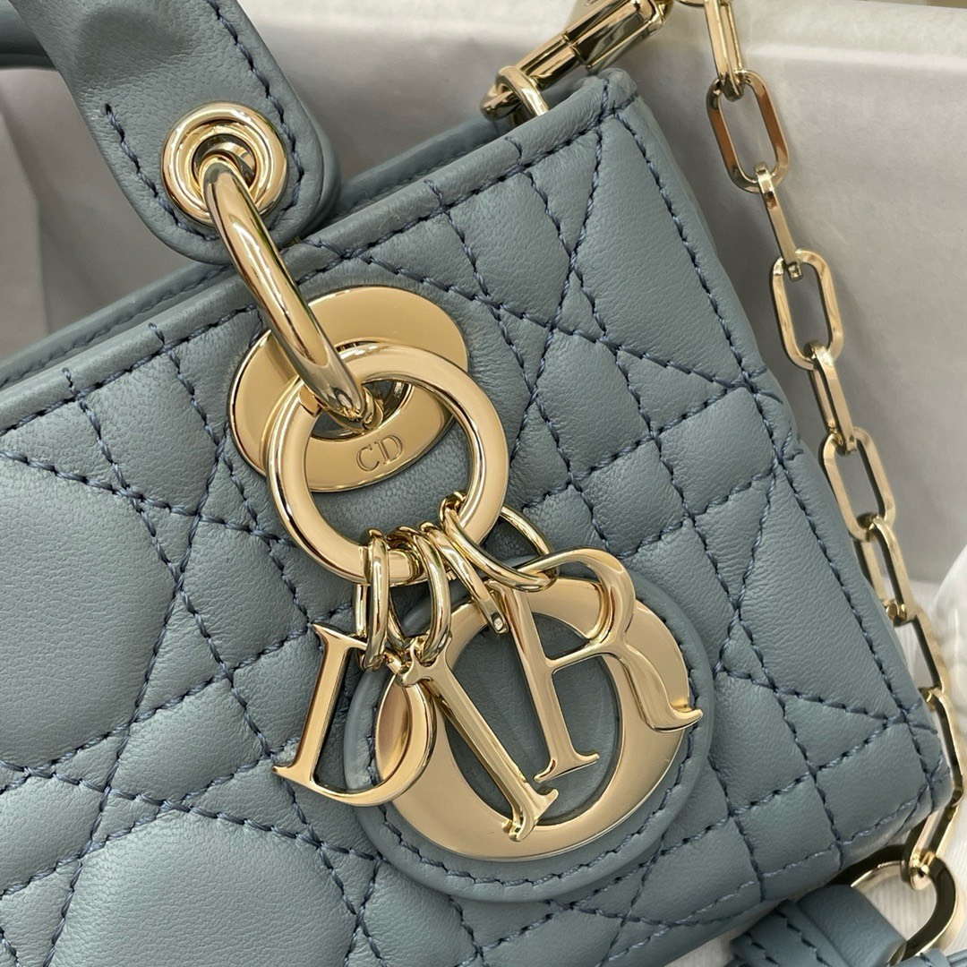 Bagsaaa D10r Lady D - Joy Small In Blue Leather - 22x12x6 cm