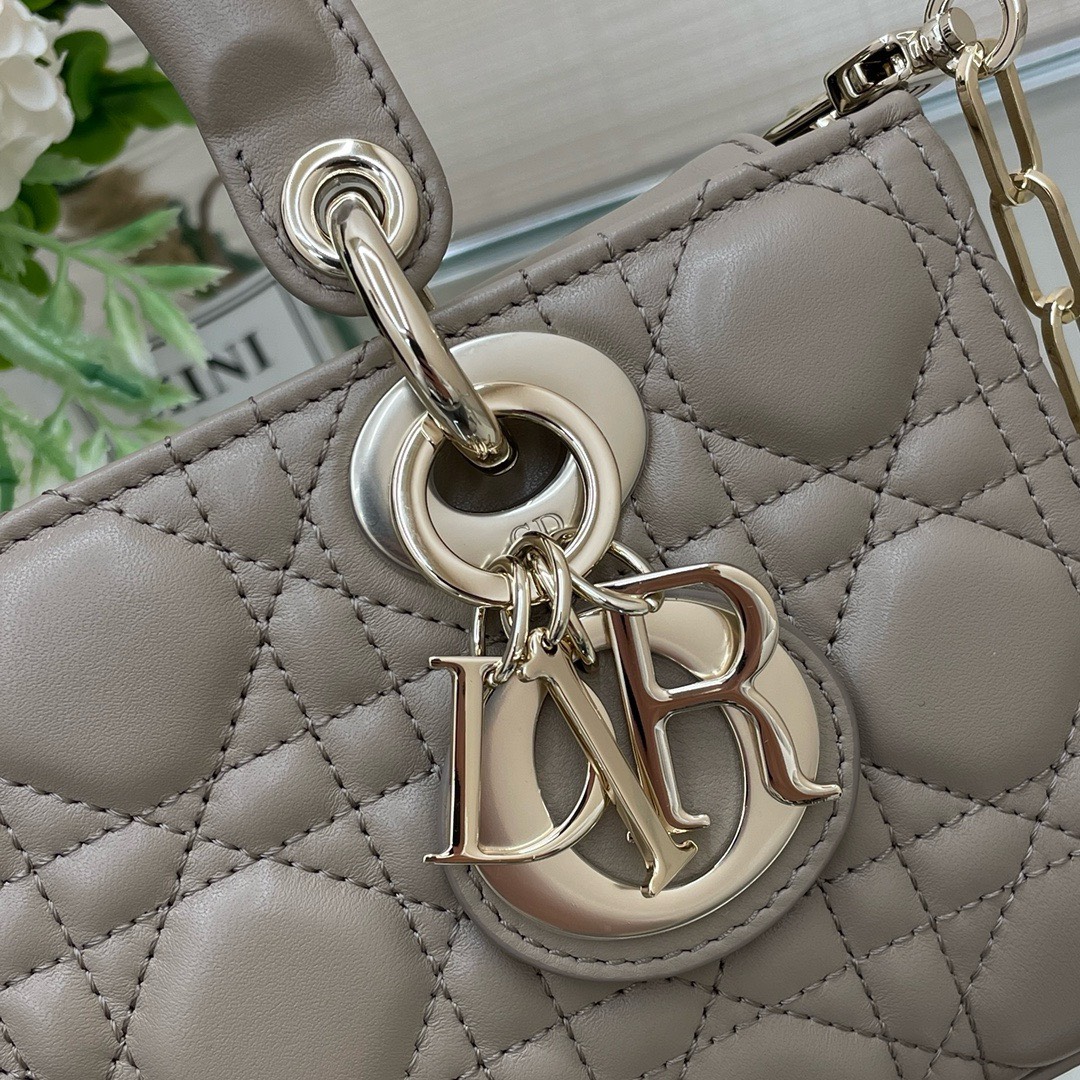 Bagsaaa D10r Lady D - Joy Small In Beige Leather - 22x12x6 cm