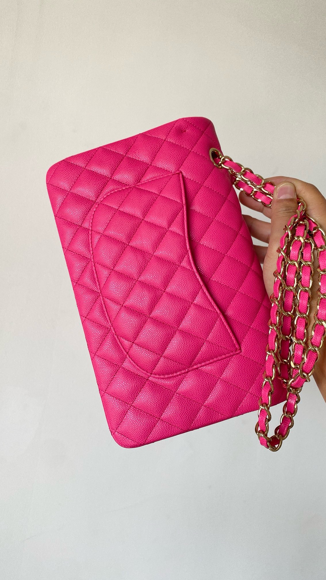 Bagsaaa Ch**el Classic Flap Bag In Hot Pink Caviar - 25cm