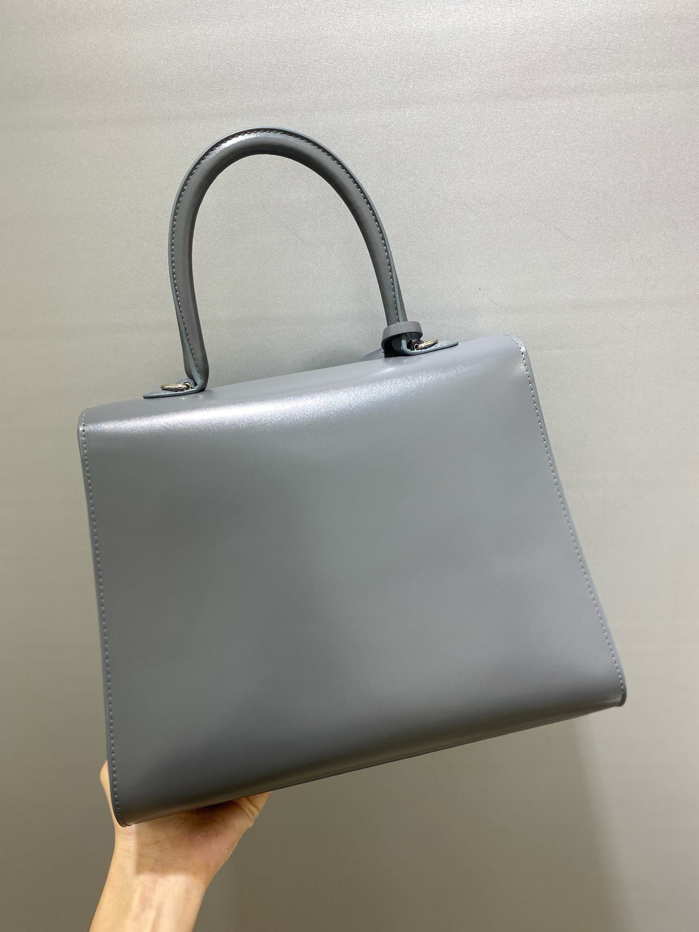 Bagsaaa Delvaux Calfskin MM Brillant Satchel Grey 