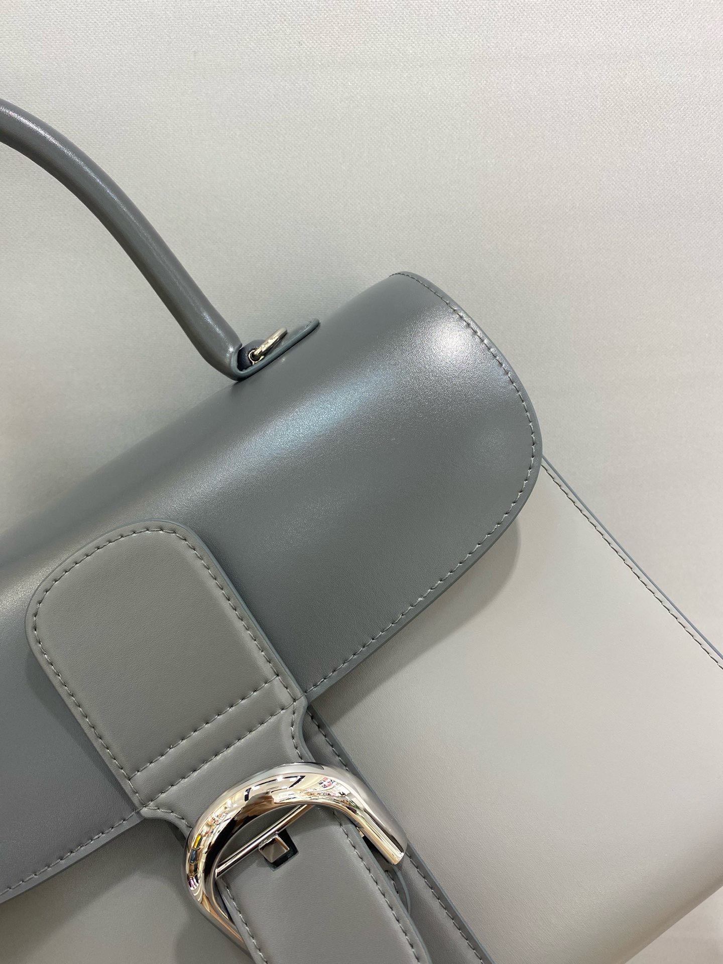 Bagsaaa Delvaux Calfskin MM Brillant Satchel Grey 