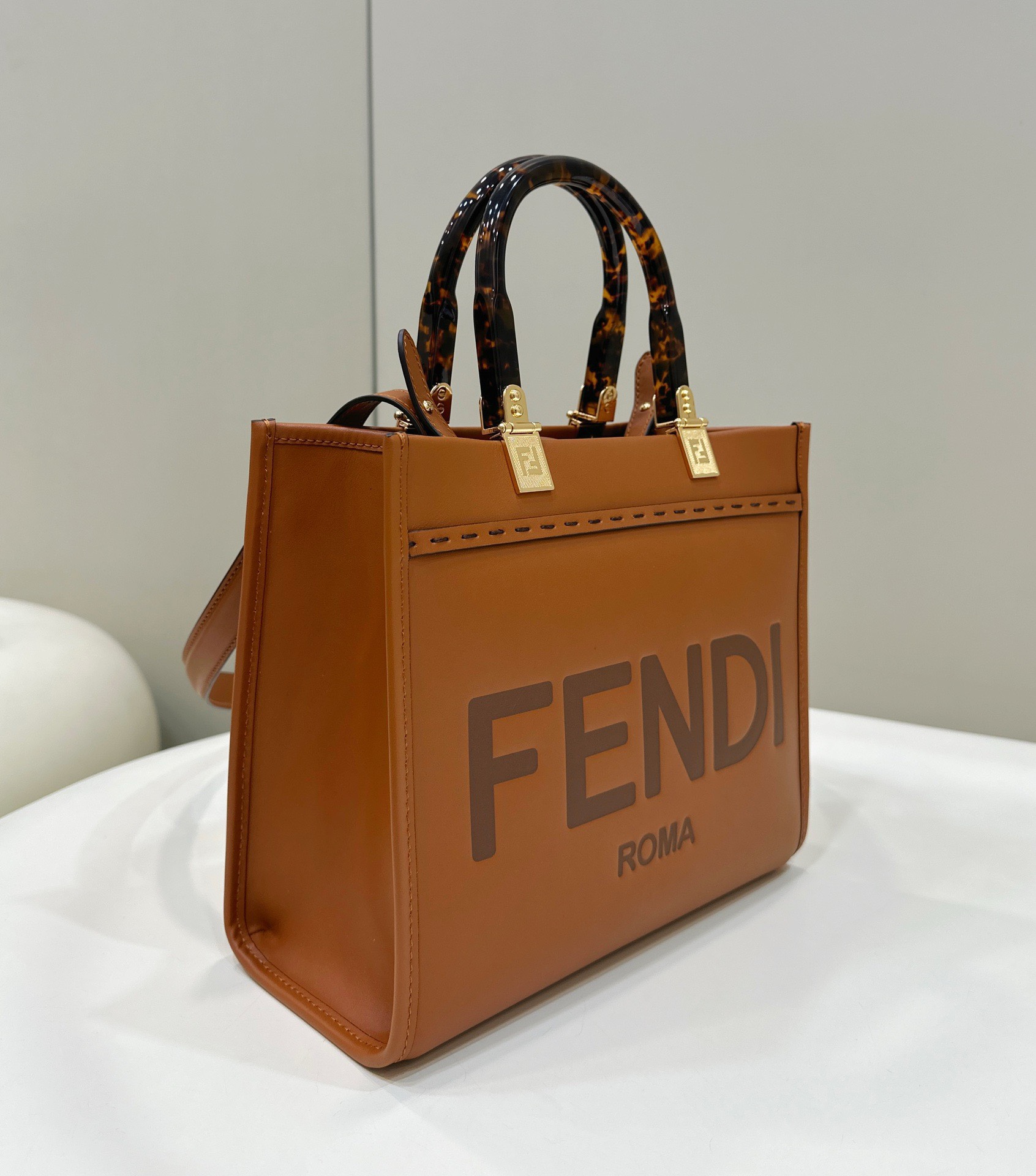 Bagsaaa F**di Sunshine Brown Small Tote - 25.5x12x23cm 