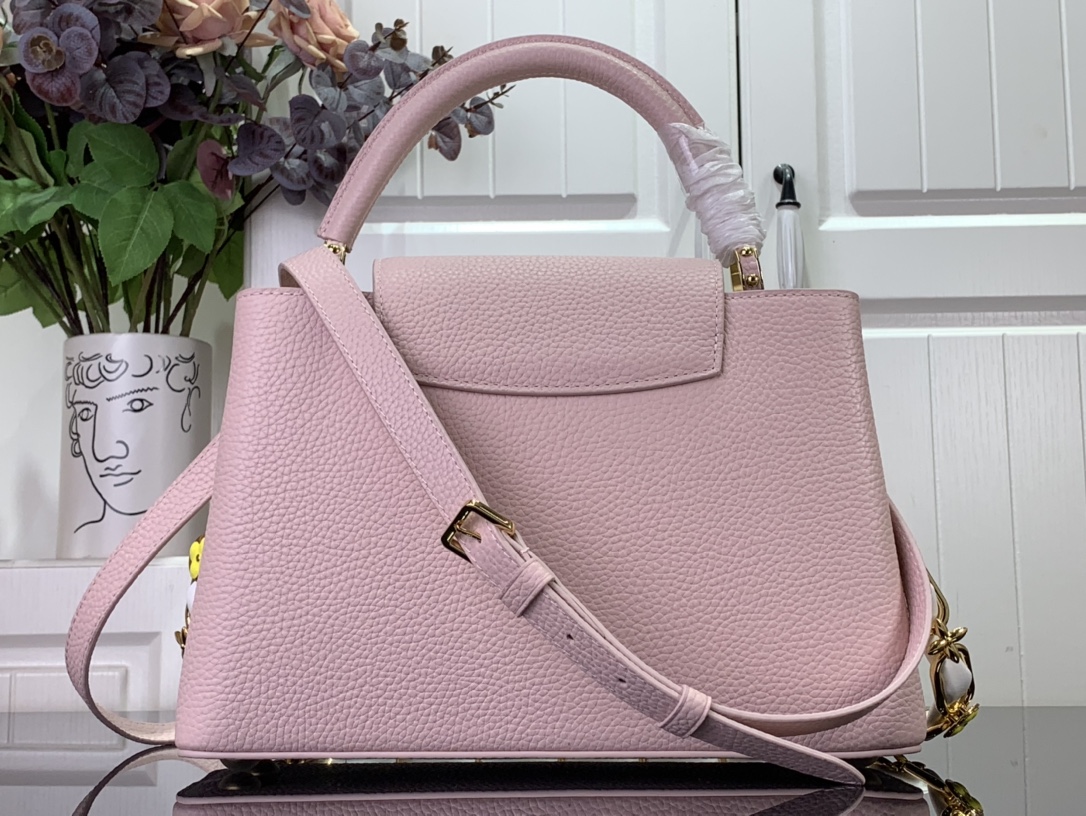 Bagsaaa L0vis Vvtt0n Alma BB Pink with flower strap