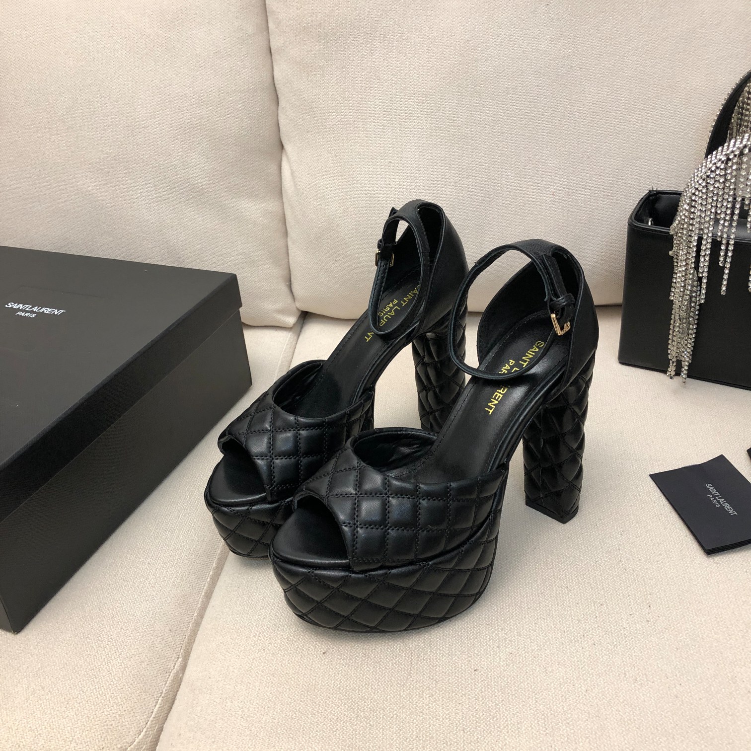 Bagsaaa Y51 Jodie Platform Sandals In Quilted Leather 