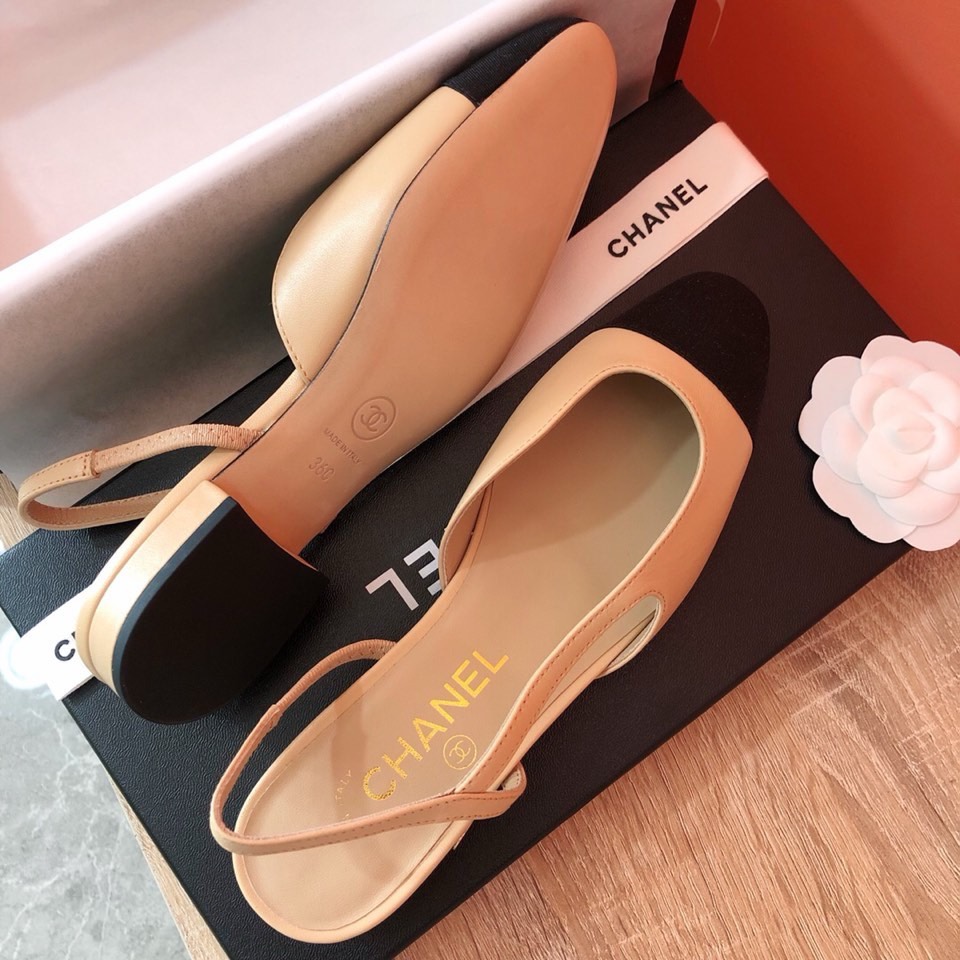 Bagsaaa Ch**el Slingback Heels Beige