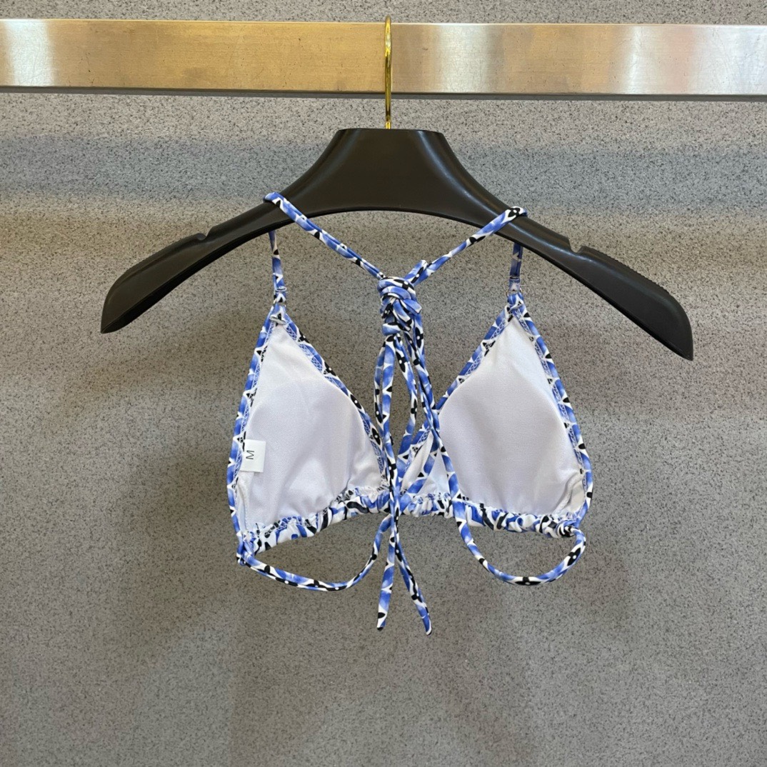 Bagsaaa L0vis Vvtt0n Monogram Flower Tile Blue Bikini 