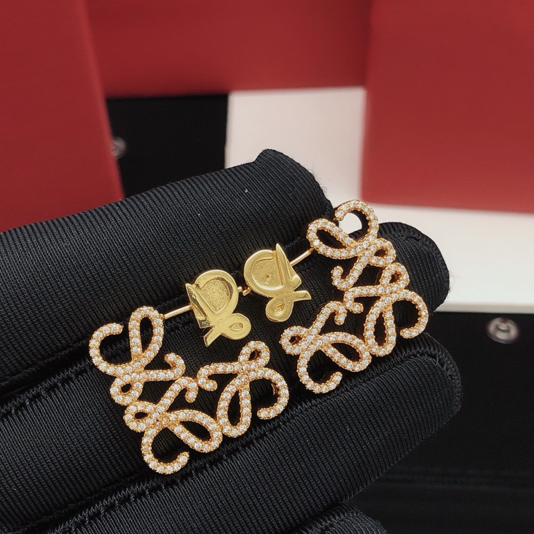 Bagsaaa L0ew* Pave Anagram Earrings
