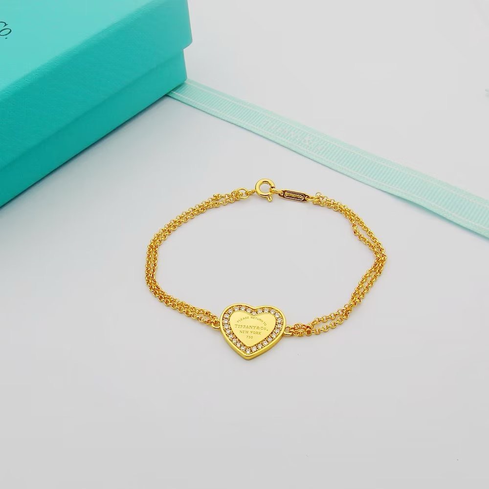 Bagsaaa T*f*ny & Co Crystal Heart Bracelet 