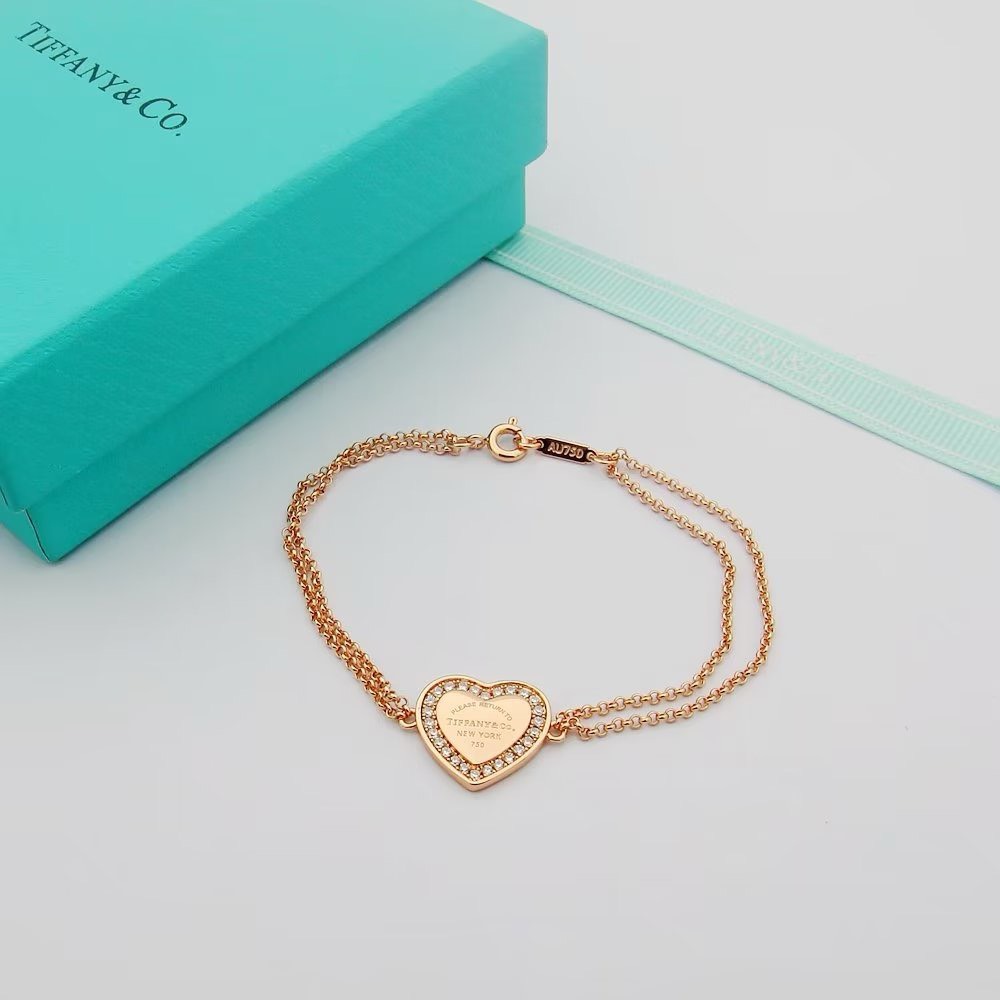 Bagsaaa T*f*ny & Co Crystal Heart Bracelet 