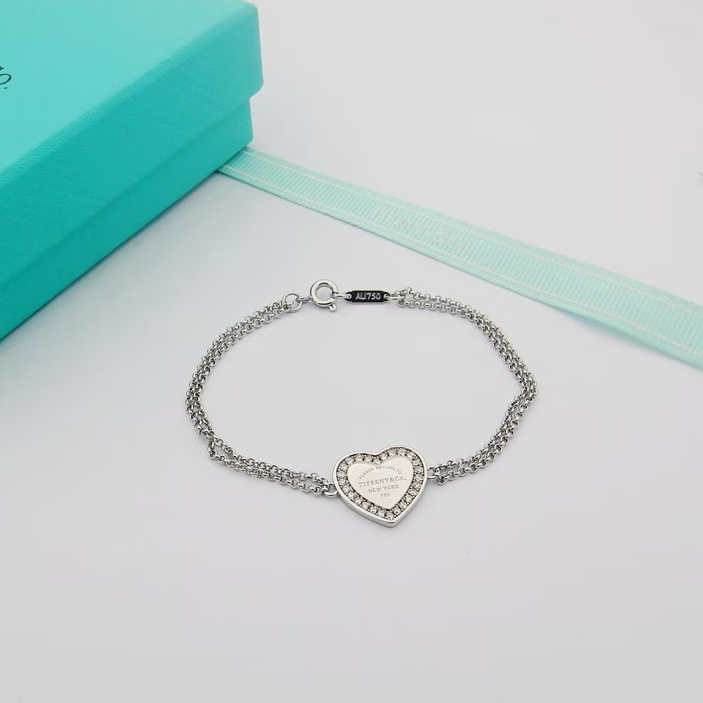 Bagsaaa T*f*ny & Co Crystal Heart Bracelet 