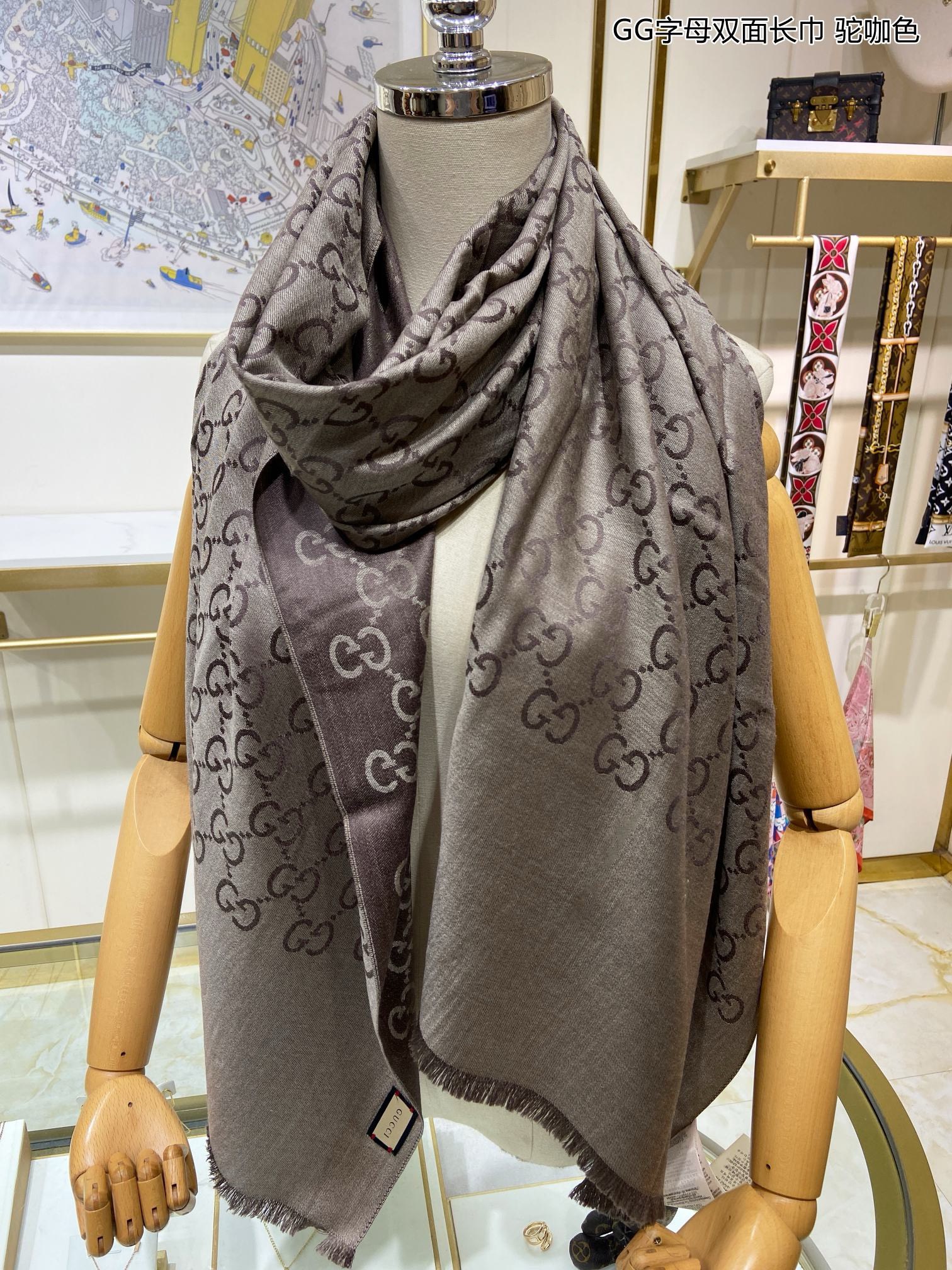 Bagsaaa Gvc*1 GG Ebony Taupe Scarf 