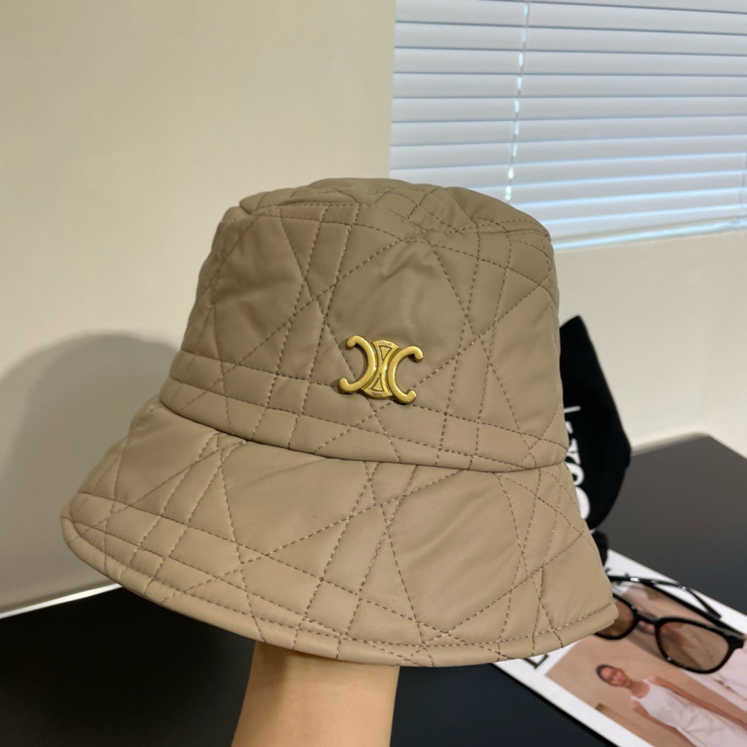 Bagsaaa D10r Bucket Leather Beige Hat 