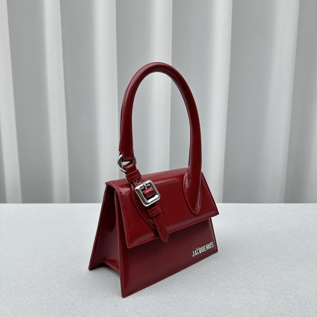 Bagsaaa Jacquemus Le Chiquito Moyen Boucle Logo Plaque Red - 18*14*8CM