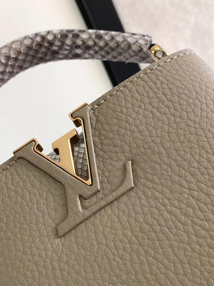 Bagsaaa L0vis Vvtt0n Capucines BB Light Grey Python Handle -21x14x8cm