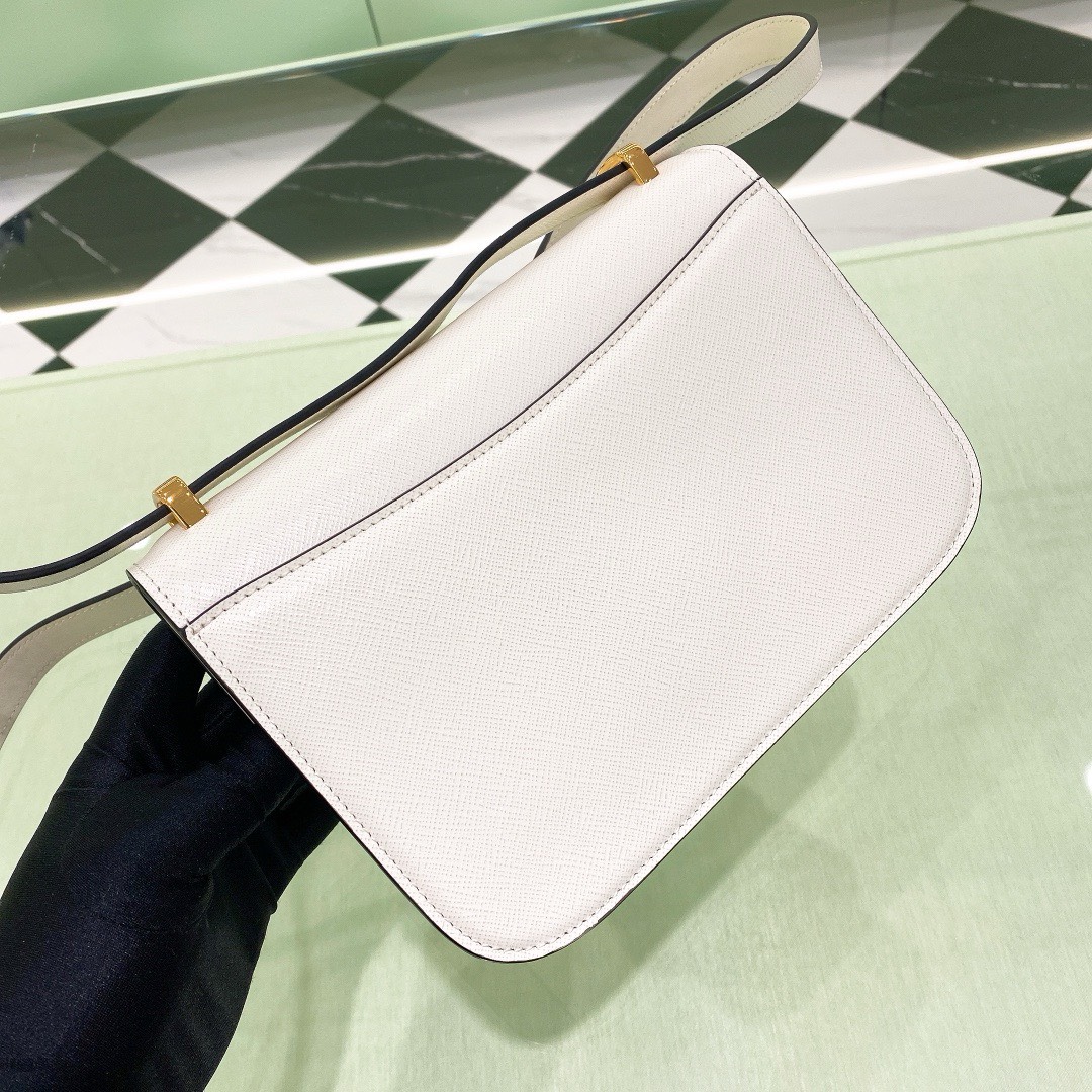 Bagsaaa Pra*a Embleme Saffiano shoulder bag in white