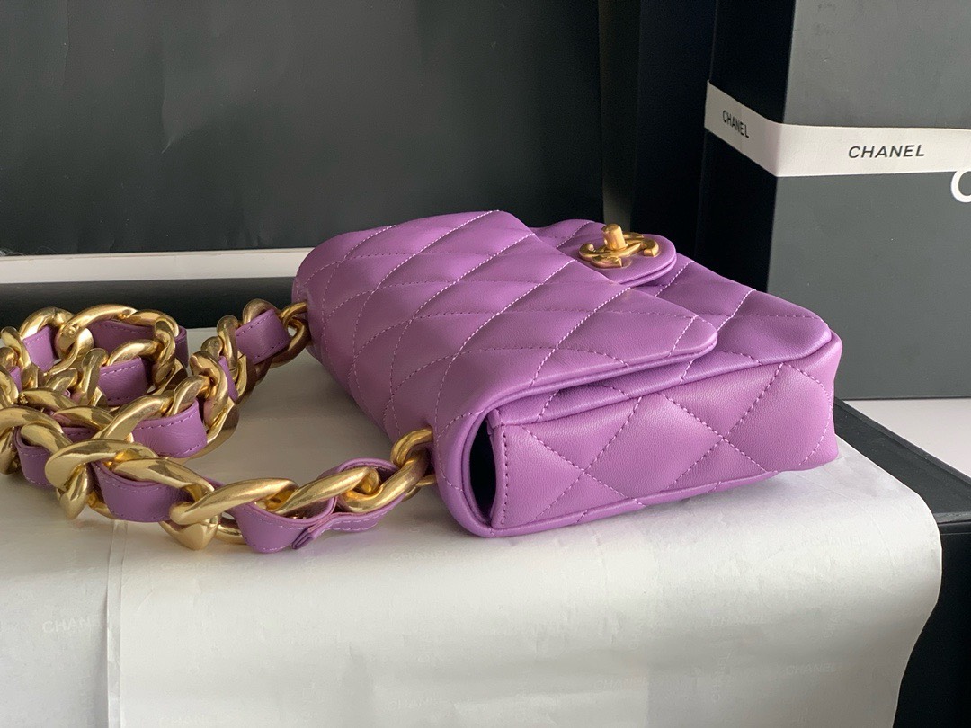 Bagsaaa Ch**el Funky Town Small Flap Bag In Prruple - 17x21x6cm