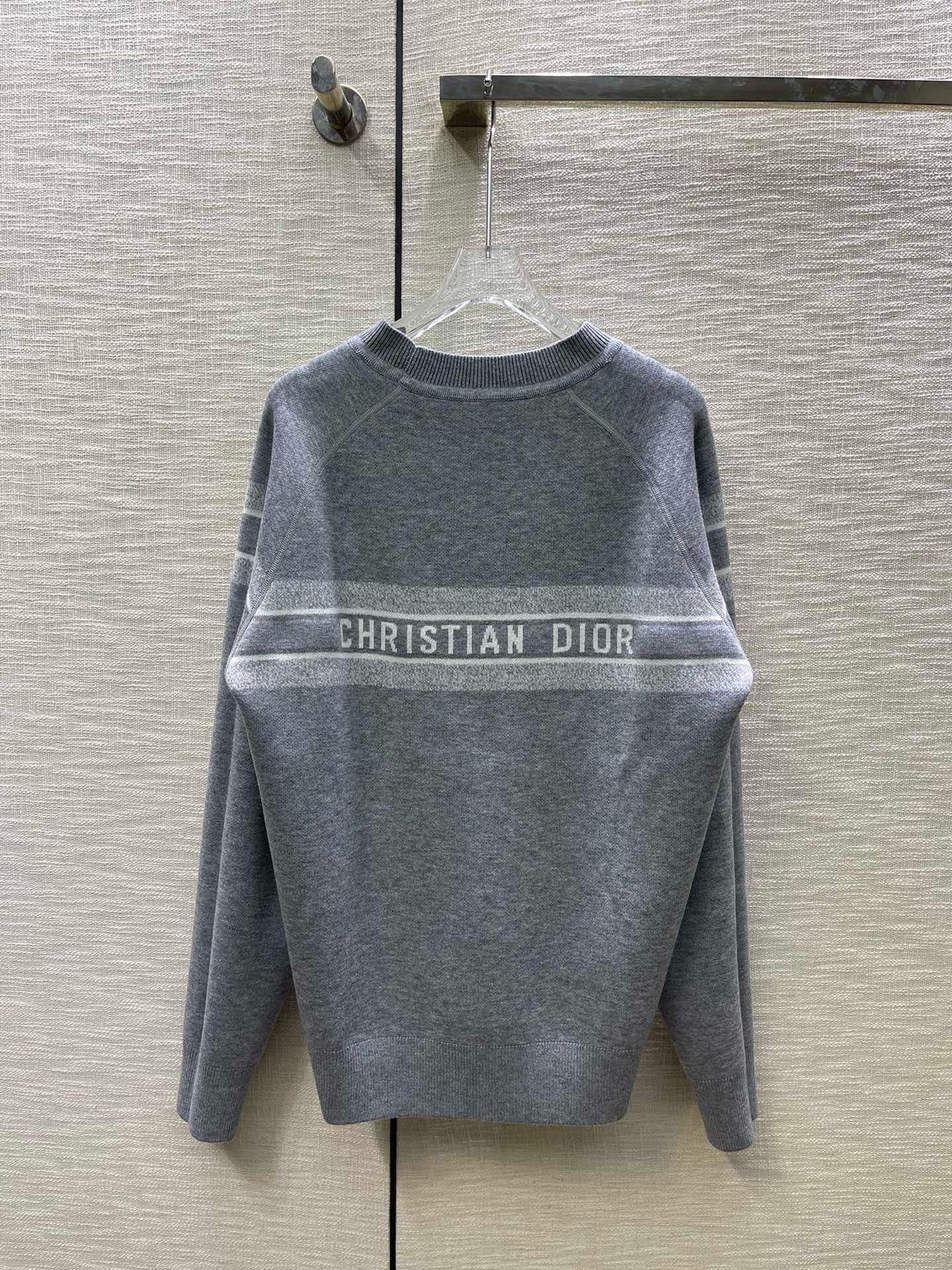 Bagsaaa D10r Reversible Round-Neck Sweater Grey Double-Sided Technical Cashmere with D10r Oblique Motif