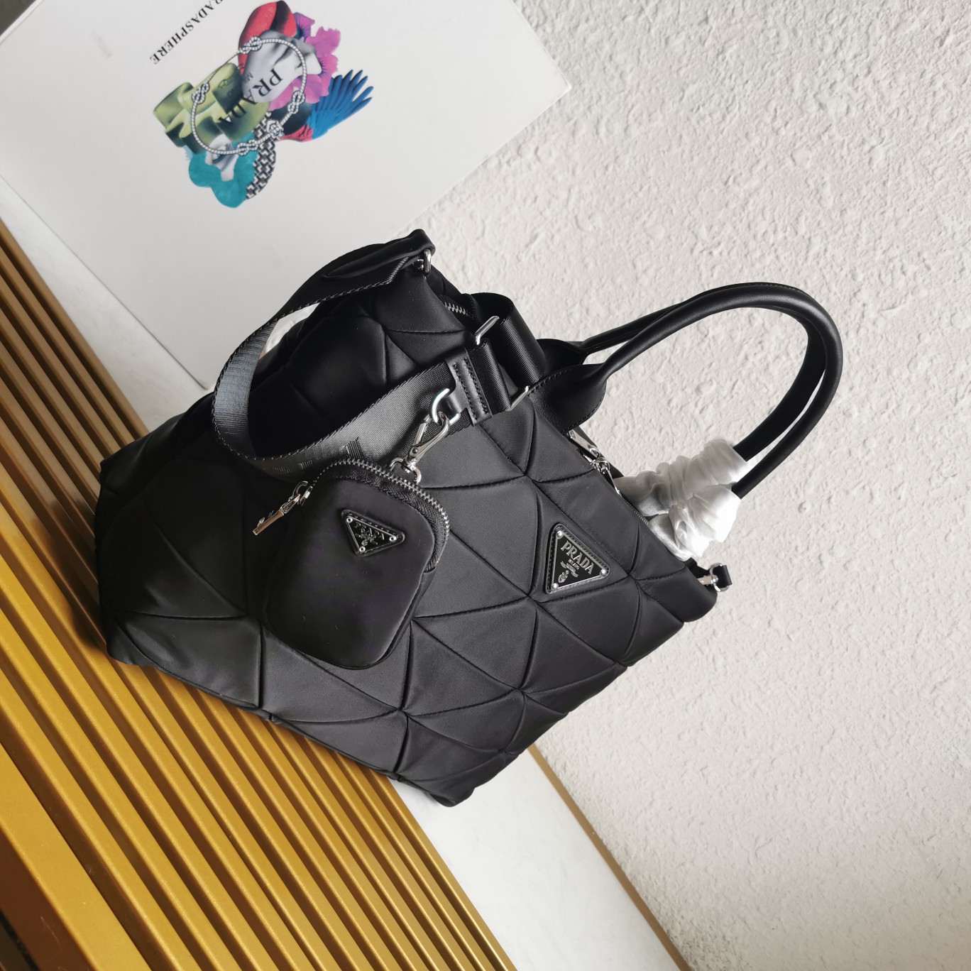 Bagsaaa Pra*a Small Re-Nylon padded tote bag - 33*23*16cm