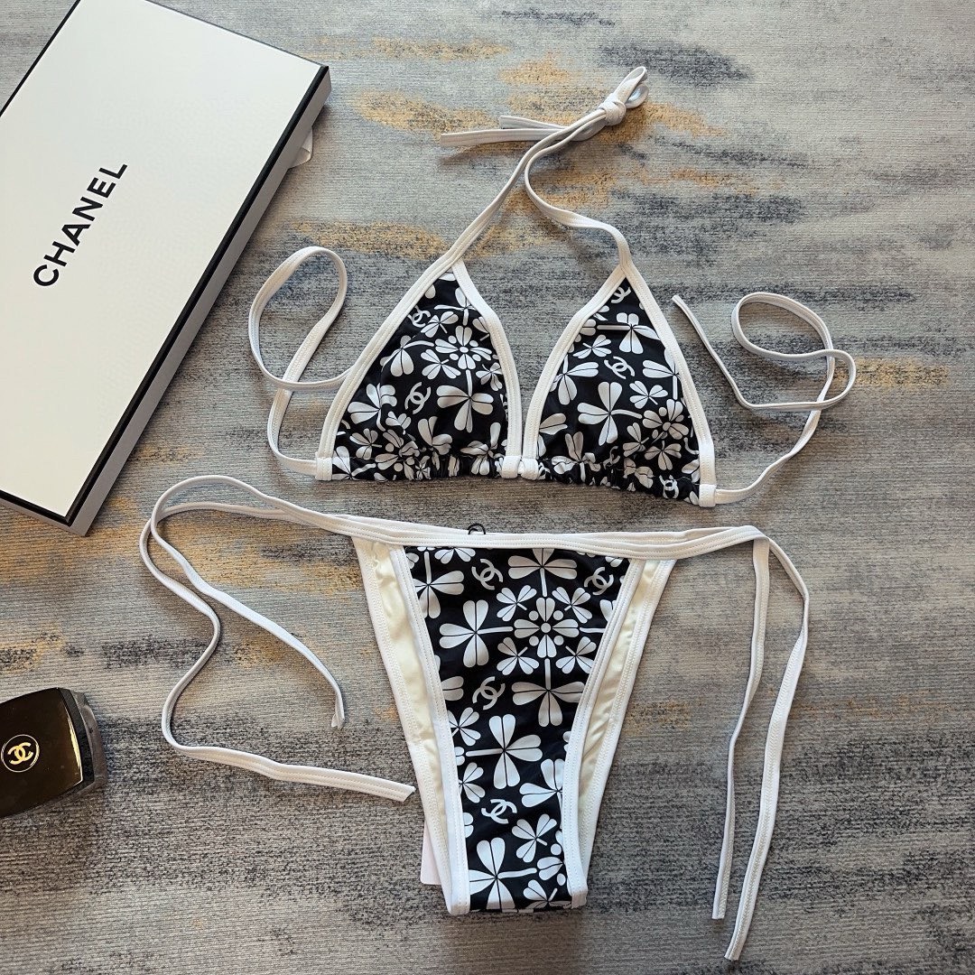 Bagsaaa Ch**el Black Flower Bikini 