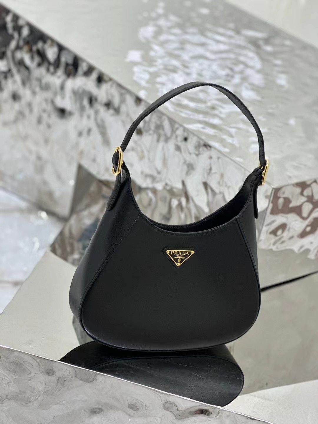Bagsaaa Pra*a Cleo Shoulder Bag With Adjustable Strap In Black - 27x20x7cm