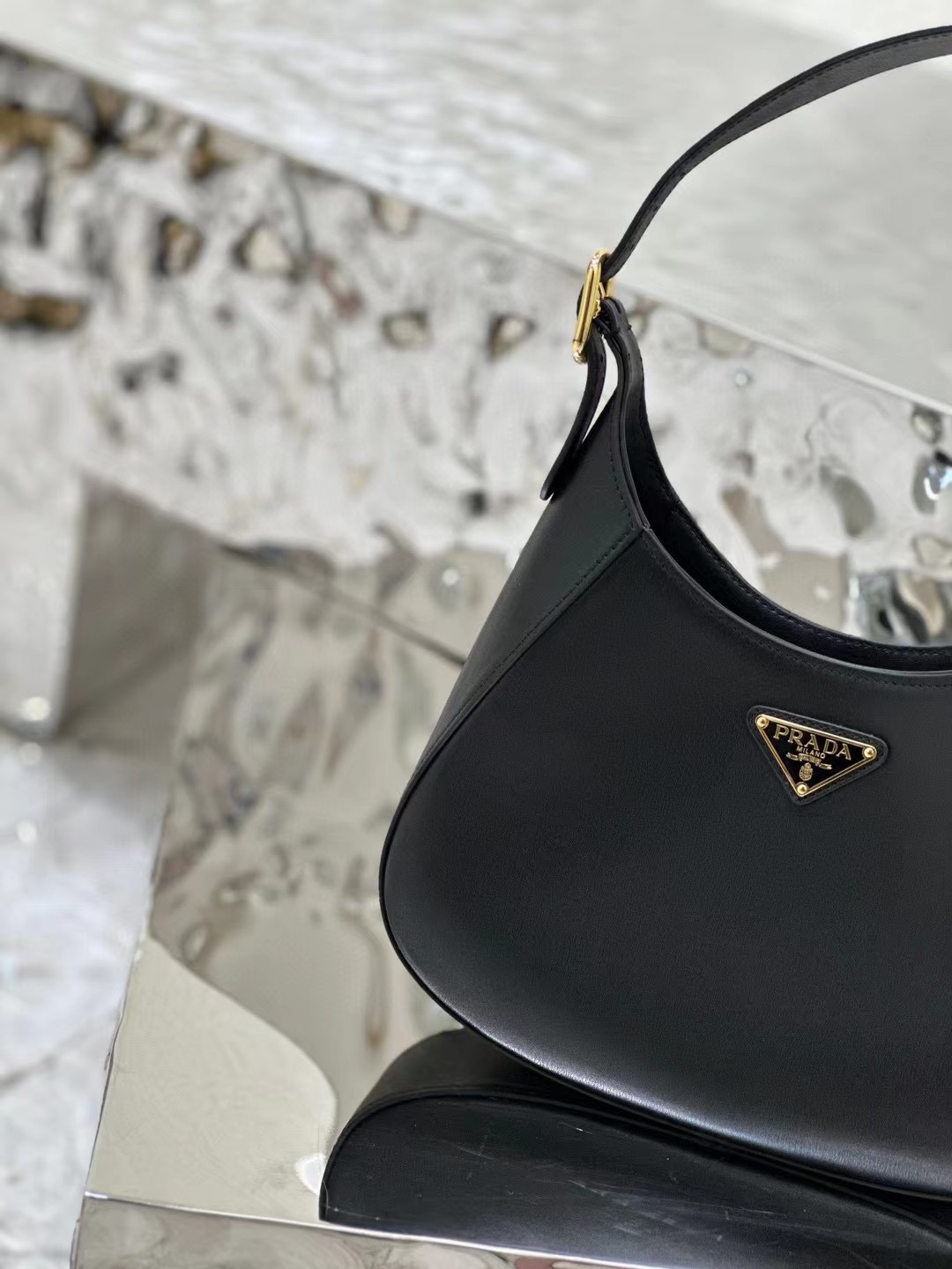 Bagsaaa Pra*a Cleo Shoulder Bag With Adjustable Strap In Black - 27x20x7cm