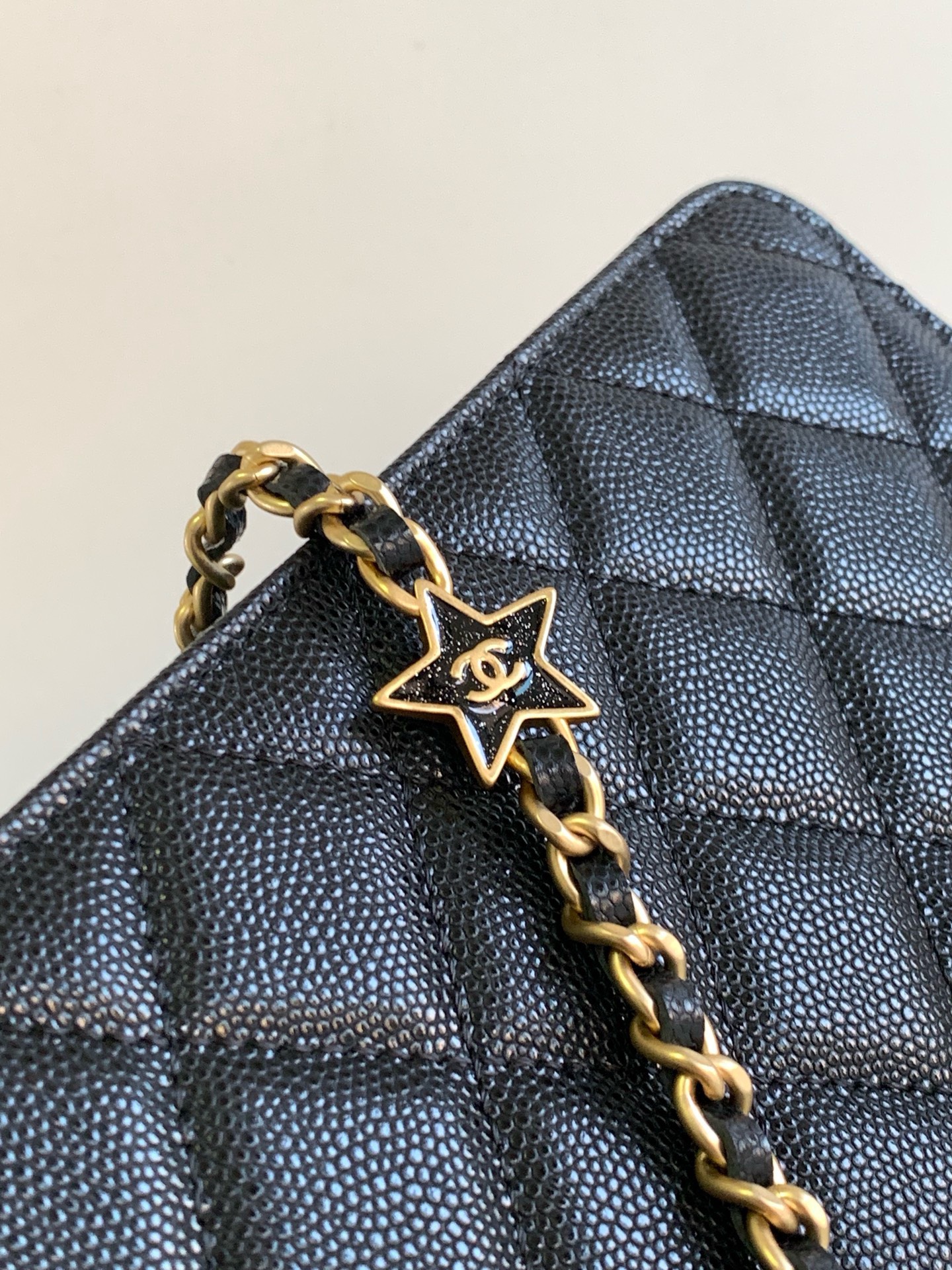 Bagsaaa Ch**el WOC Flap Caviar Black Bag With Star Chain