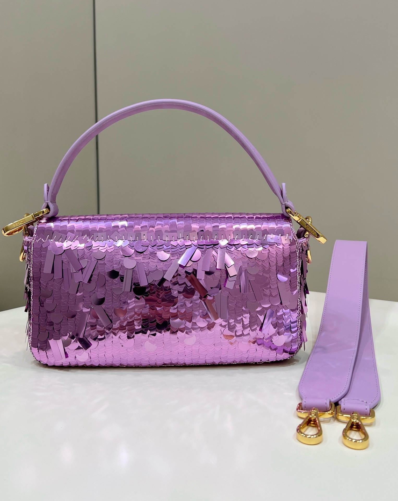 Bagsaaa F**di Baguette Purple sequin and leather bag - 27x15x6cm