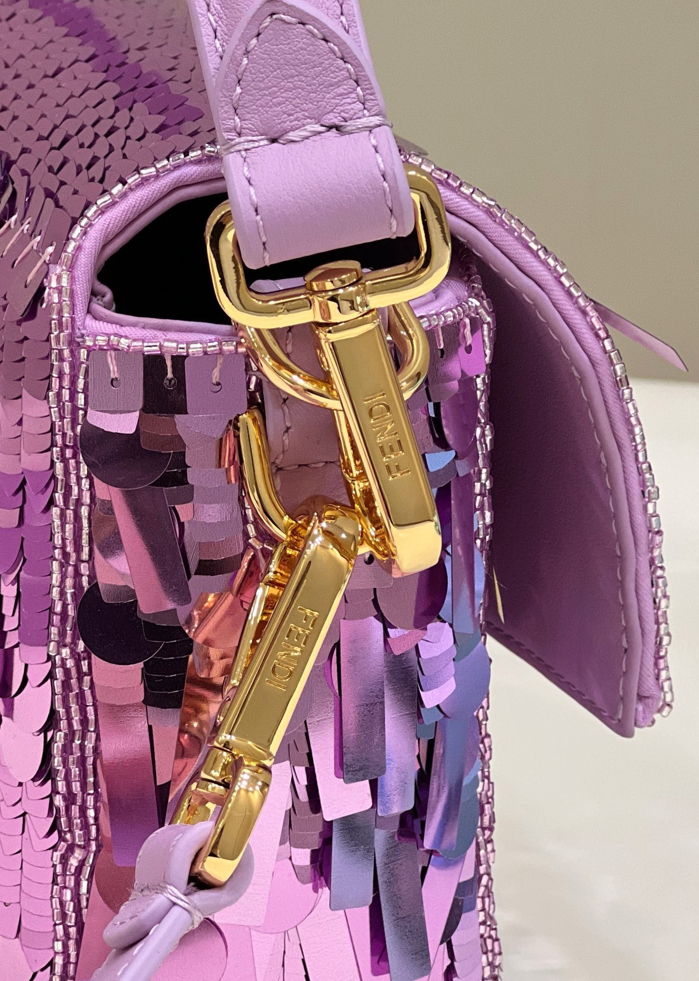Bagsaaa F**di Baguette Purple sequin and leather bag - 27x15x6cm