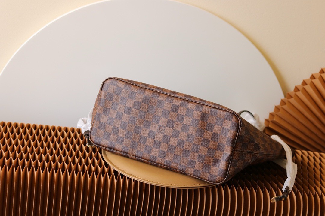 LV original Neverfull shopping bag N41358 coffee with red