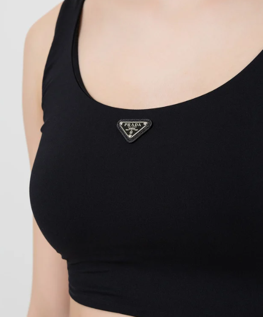 Bagsaaa Pra*a Black Stretch jersey top 