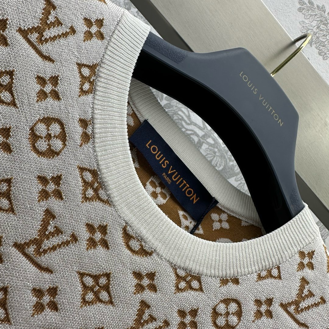 Bagsaaa L0vis Vvtt0n Monogram Jacquard Knit Top