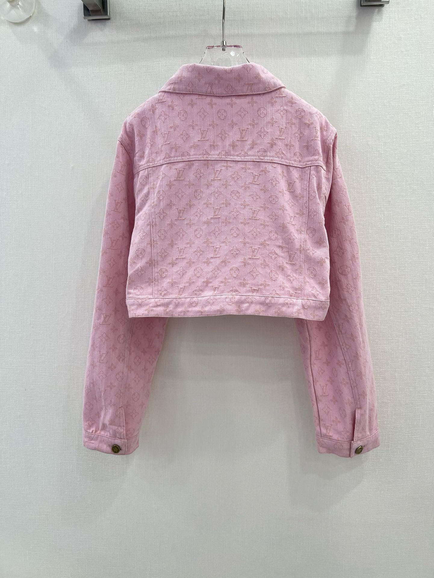 Bagsaaa L0vis Vvtt0n Denim Jacket In Monogram Pink