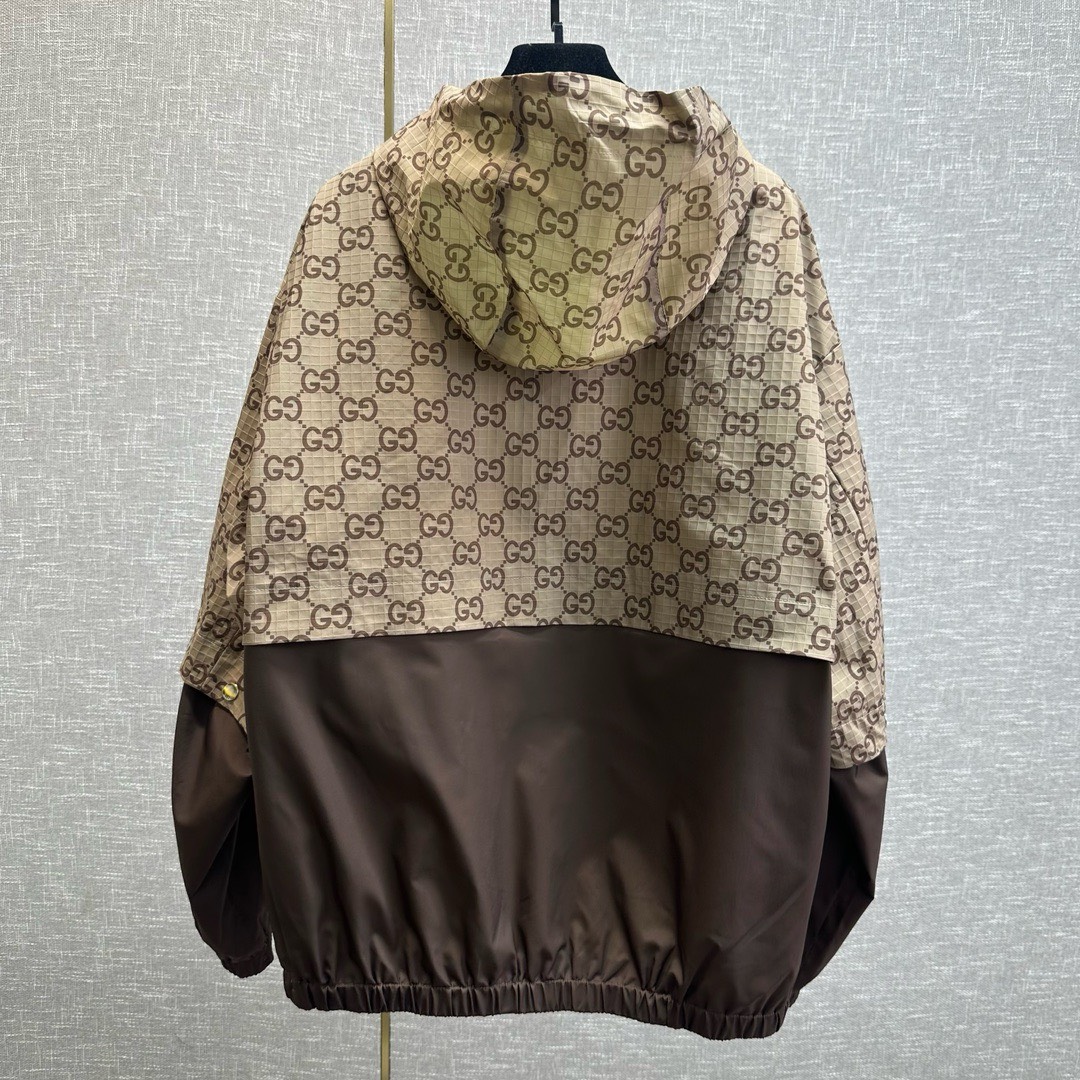 Bagsaaa Gvc*1 GG COTTON FABRIC JACKET WITH ZIPPER Brown