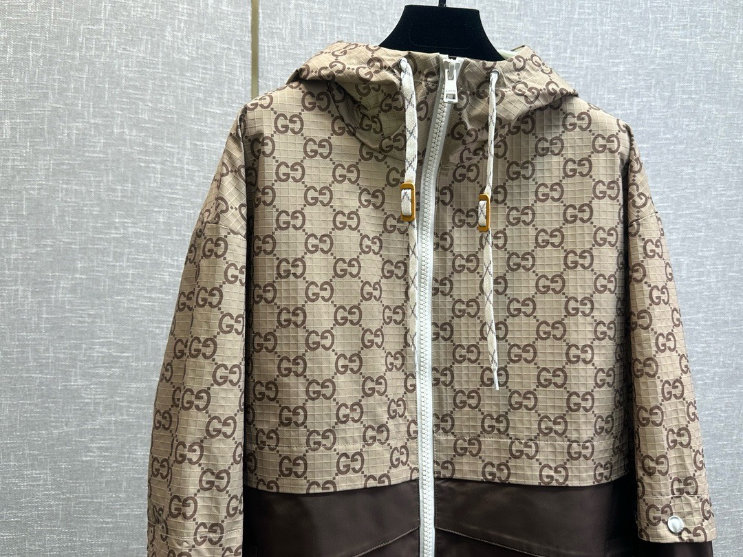 Bagsaaa Gvc*1 GG COTTON FABRIC JACKET WITH ZIPPER Brown