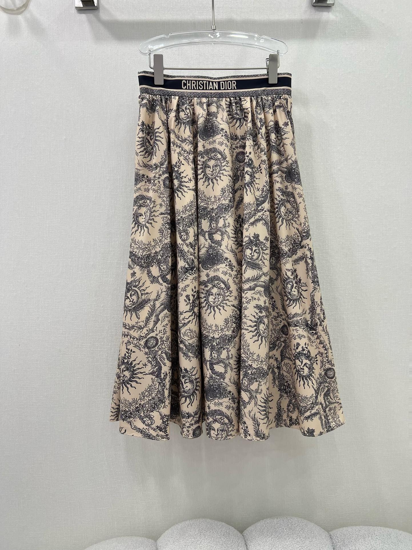 Bagsaaa D10r Long Skirt Toile de Jouy Soleil Pattern