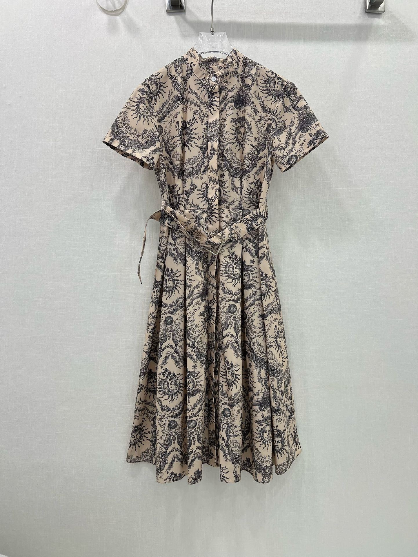 Bagsaaa D10r Toile de Jouy Soleil Pattern Belt Dress