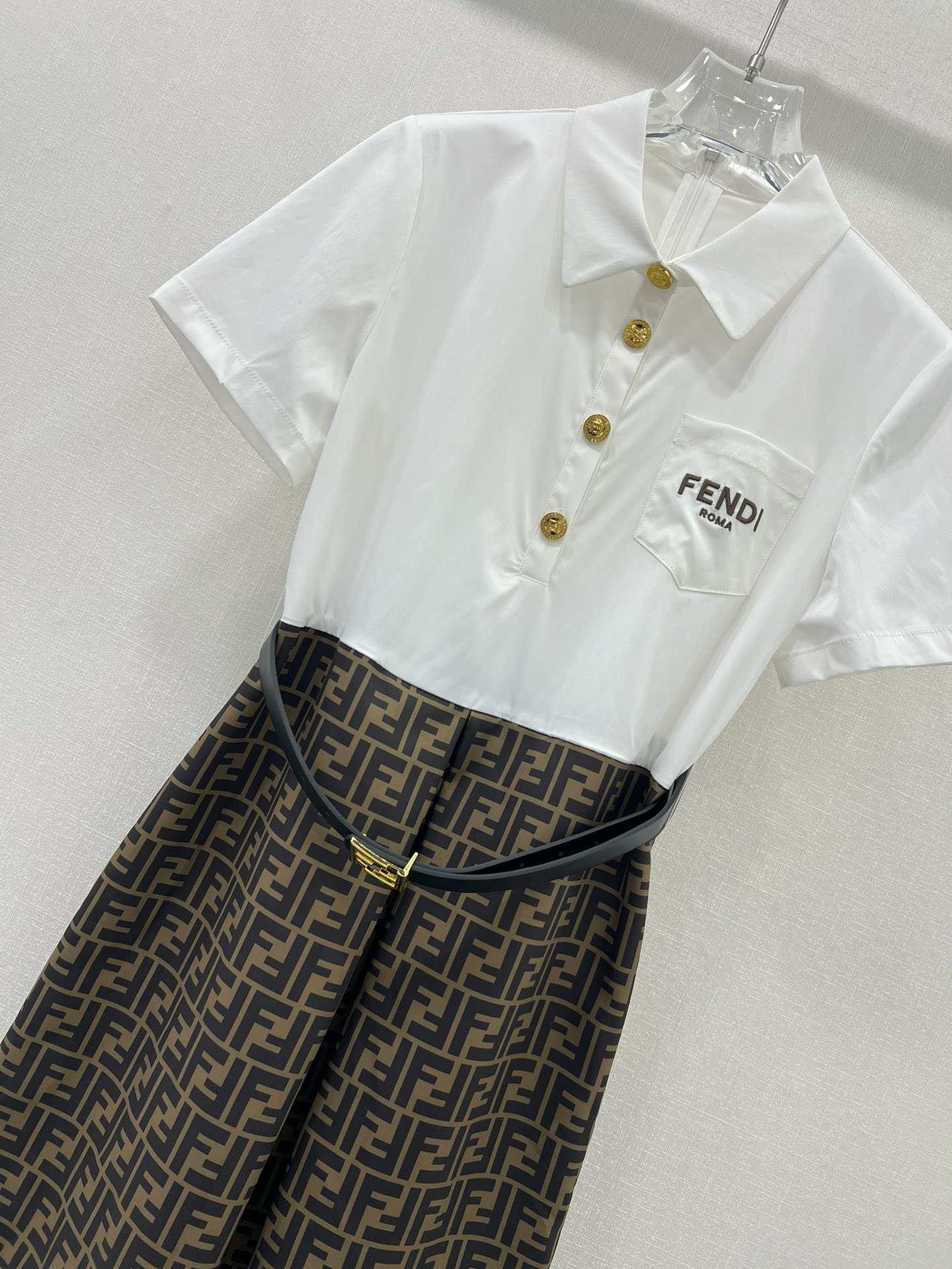 Bagsaaa F**di Shirt Belt Dress FF Pattern 