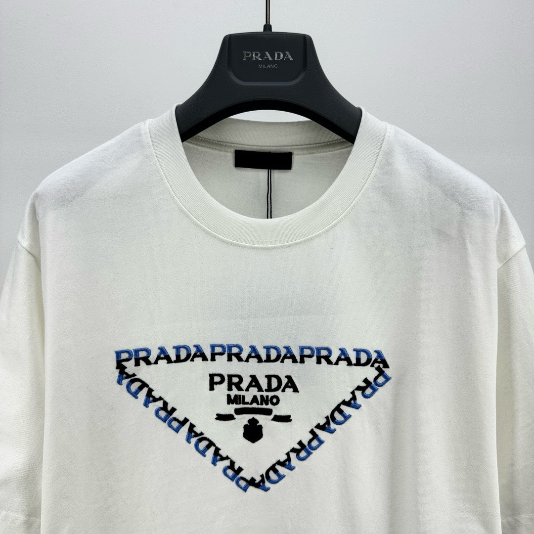 Bagsaaa Pra*a Triangle Logo White T-Shirt 02