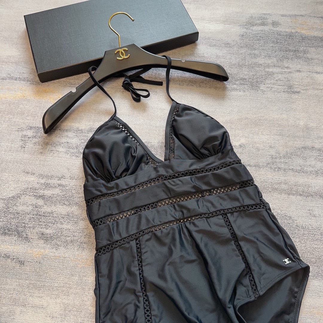 Bagsaaa Ch**el Tied One Piece Black 
