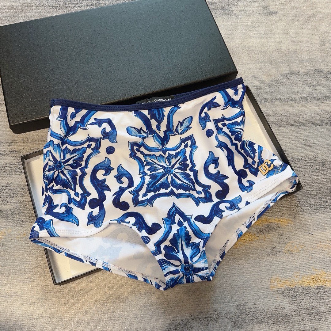 Bagsaaa Dolce&Gabbana Blue Majolica-print spandex bikini