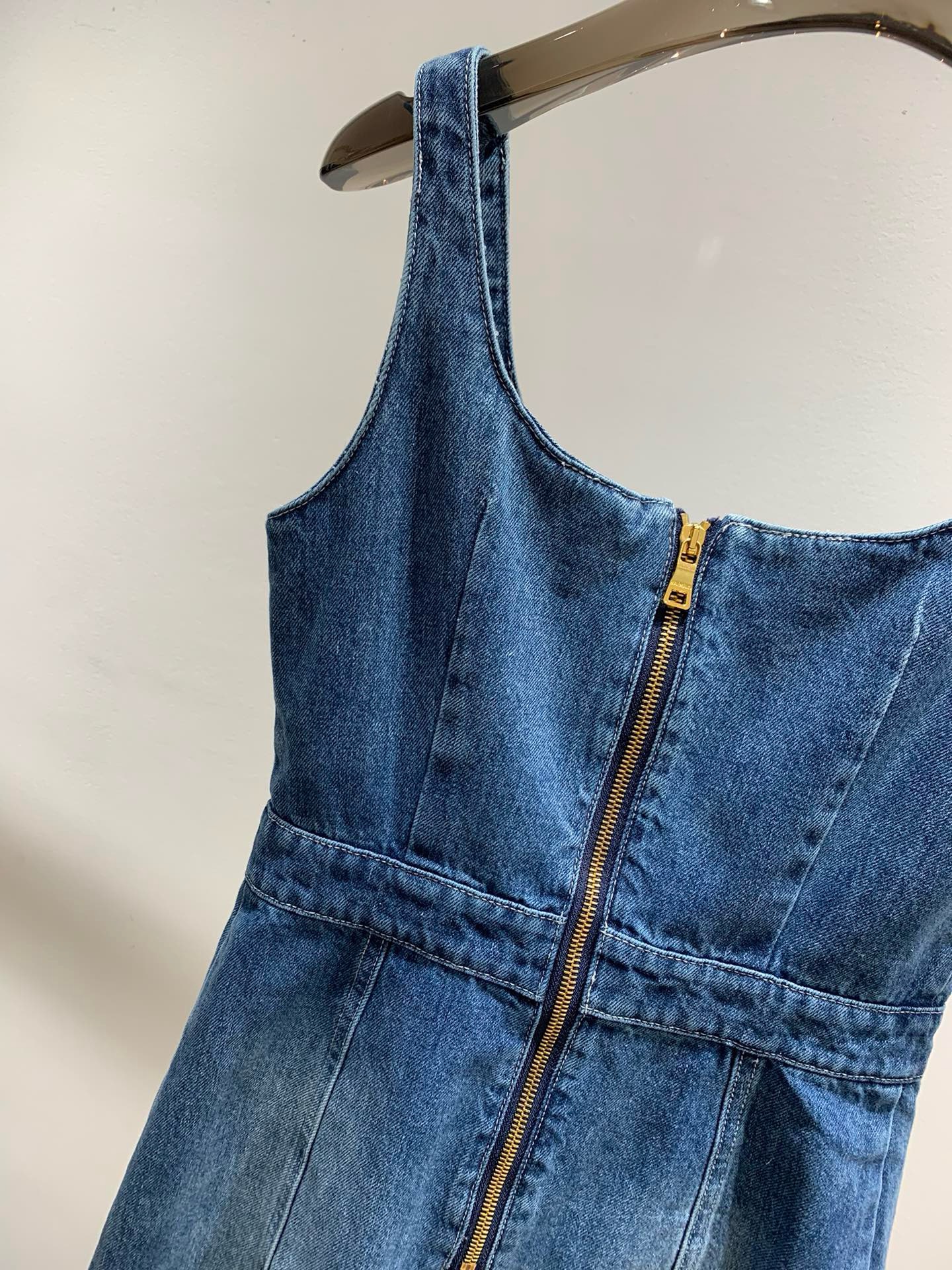 Bagsaaa Balmain logo-embellished denim minidress
