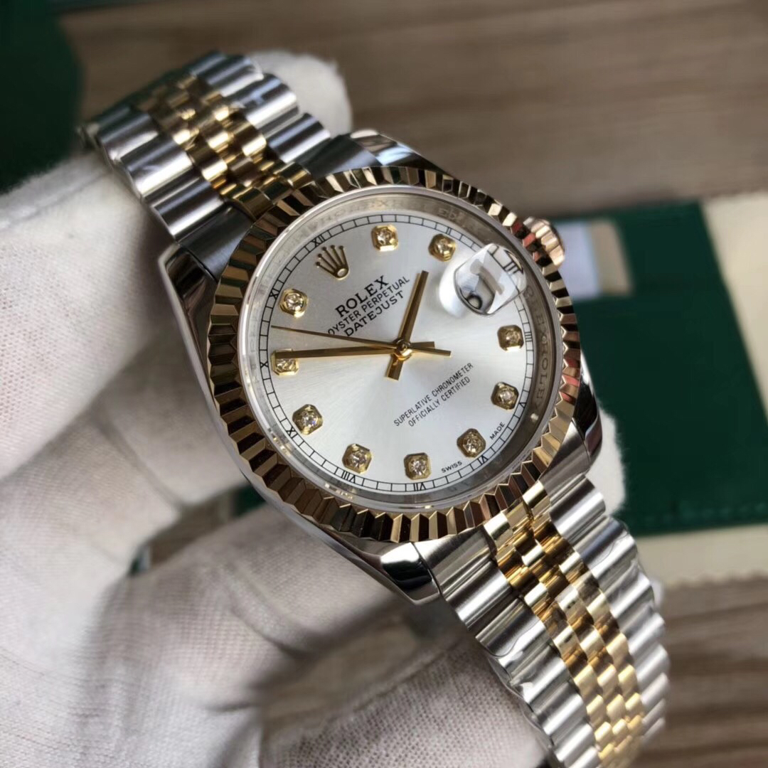 Bagsaa R01ex Lady-Datejust Stainless Steel Yellow Gold and Silver Dial 