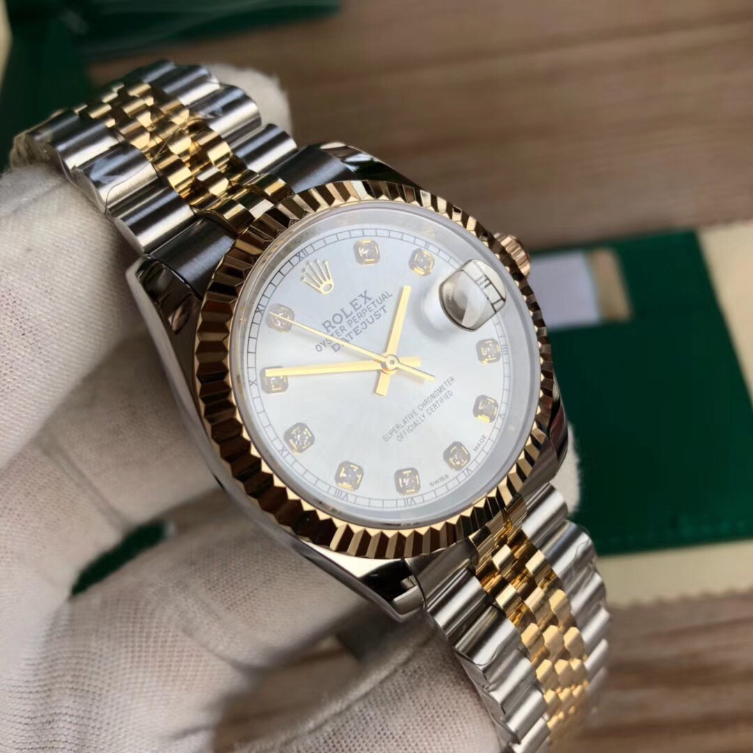 Bagsaa R01ex Lady-Datejust Stainless Steel Yellow Gold and Silver Dial 