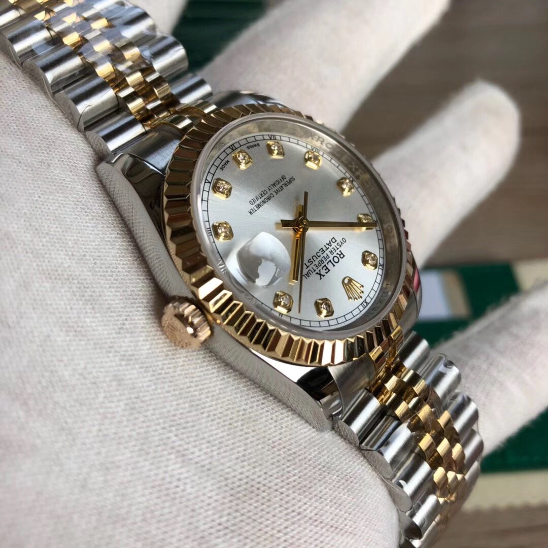Bagsaa R01ex Lady-Datejust Stainless Steel Yellow Gold and Silver Dial 