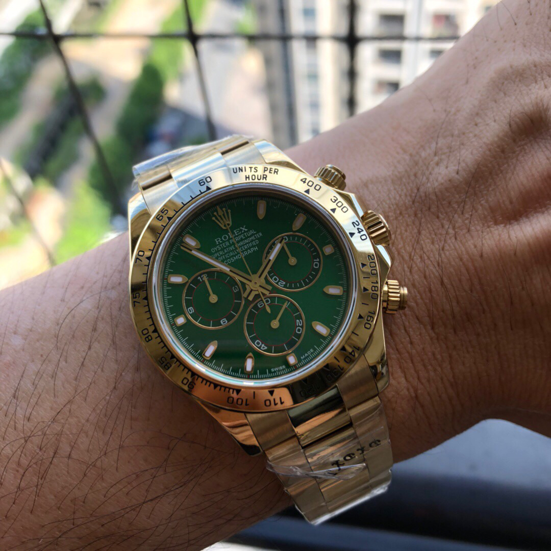 Bagsaaa R01ex Daytona John Mayer Yellow Gold Green Dial 40mm Watch