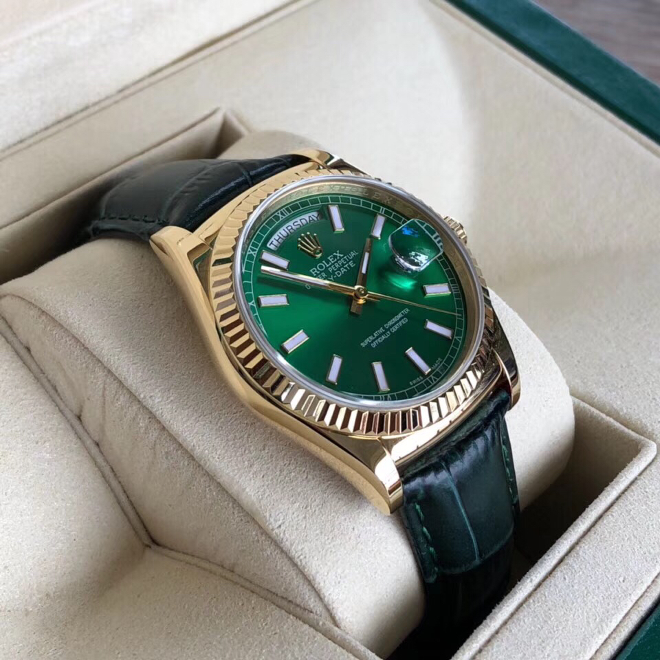 Bagsaaa R01ex Day-Date 36 Green Dial Solid Gold Watch 