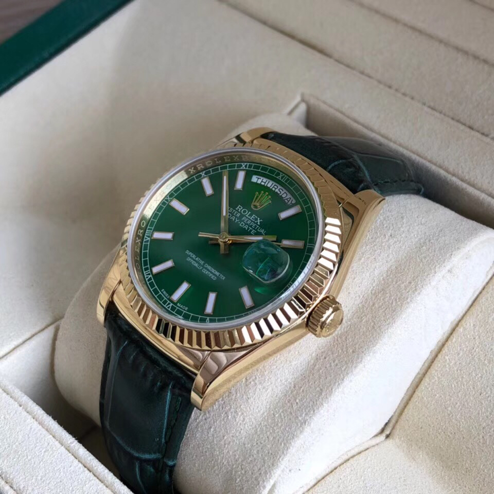 Bagsaaa R01ex Day-Date 36 Green Dial Solid Gold Watch 